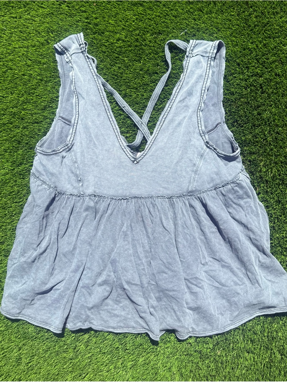 Free People Light Wash Crisscross V-Neck Women’s Tank Top